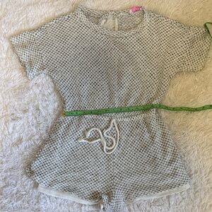 Pink Lily Black and White Textured Romper